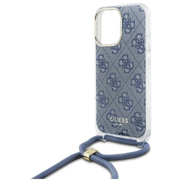 Etui Guess iPhone 16 Pro niebieski/blue hardcase Crossbody Cord 4G Print