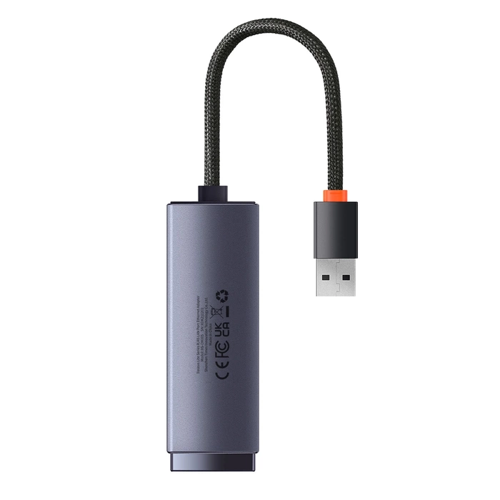 [PO ZWROCIE] Baseus Lite Series adapter USB - RJ45 gniazdo LAN 100Mbps szary (WKQX000013)