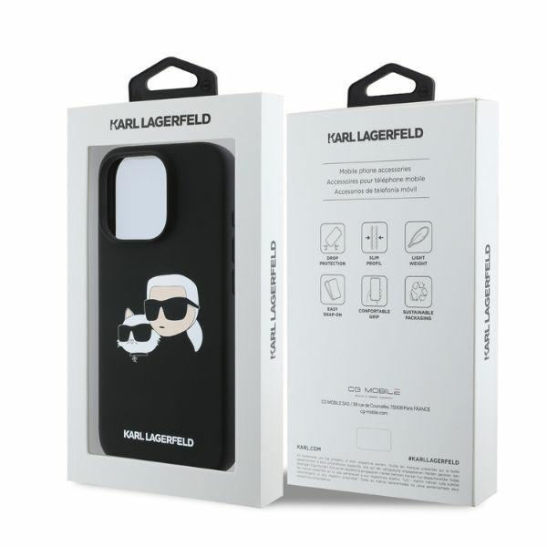 Etui Karl Lagerfeld iPhone 16 Pro czarny/black HC MagSafe Sil Double Heads Print