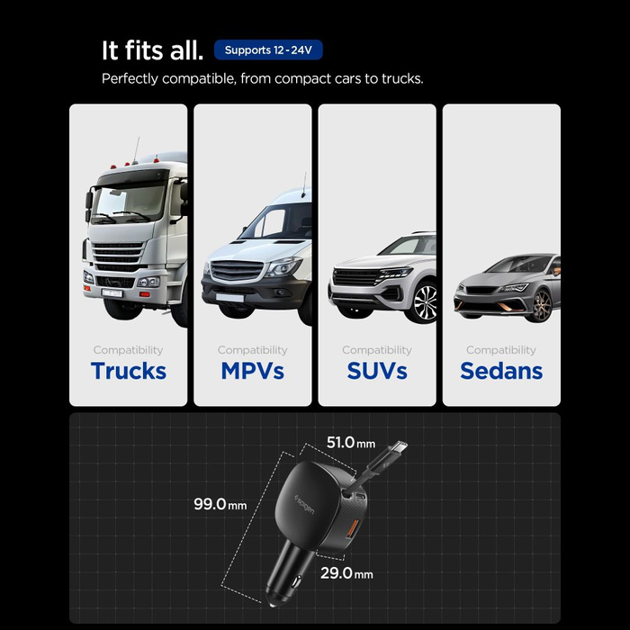 ŁĄDOWARKA SAMOCHODOWA SPIGEN EV603BT ESSENTAIL 60W CZARNA