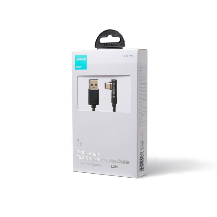 Joyroom kabel USB C kątowy - USB do szybkiego ładowania i transferu danych 3A 1,2 m czarny (S-UC027A6)
