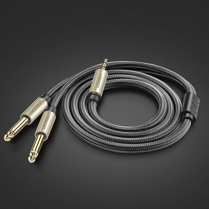 Ugreen kabel przewód audio mini jack 3,5 mm - 2 x jack 6,35mm 2m szary (AV126)