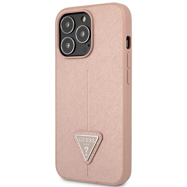 Etui GUESS Apple iPhone 14 Pro Saffiano Triangle Logo Różowy Hardcase