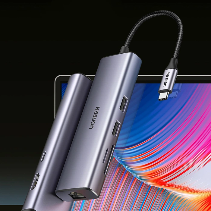 Adapter Hub UGREEN, USB-C do 2x USB 3.0, HDMI, RJ45, SD/TF 90568