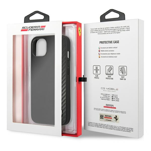 Etui FERRARI Apple iPhone 13 Mini On Track Carbon Stripe Czarny Hardcase