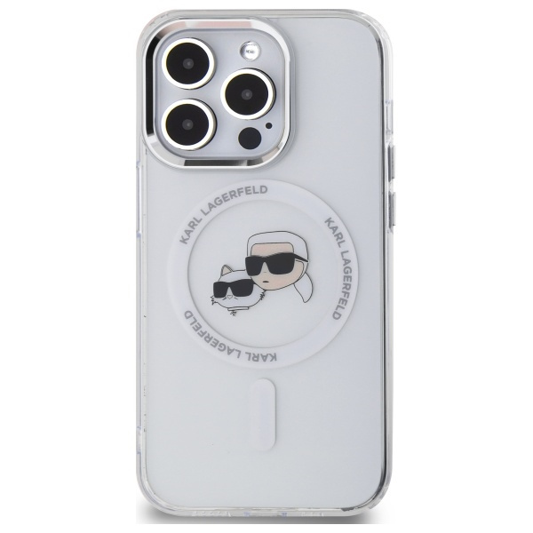 Karl Lagerfeld KLHMP14XHLSKCH iPhone 14 Pro Max 6.7" biały/white hardcase IML Metal Karl&Choupette Head MagSafe