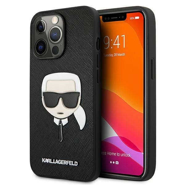 Etui KARL LAGERFELD Apple iPhone 13 Pro Saffiano Ikonik Karl`s Head Czarny Hardcase