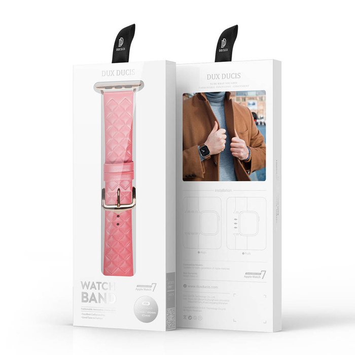 Dux Ducis Strap skórzany pasek do Watch 7 / 6 / 5 / 4 / 3 / 2 / SE (45 / 44 / 42mm) opaska bransoleta bransoletka z naturalnej skóry czerwony (Enland Version)