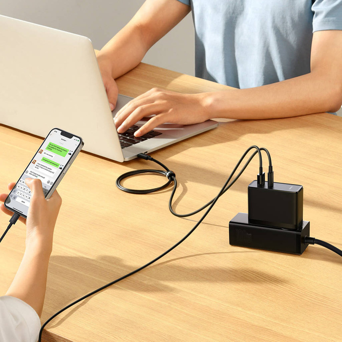 Baseus GaN5 Pro szybka uniwersalna ładowarka sieciowa GaN USB Typ C / USB 100W PD3.0, QC4.0+, AFC czarny (CCGP090201)