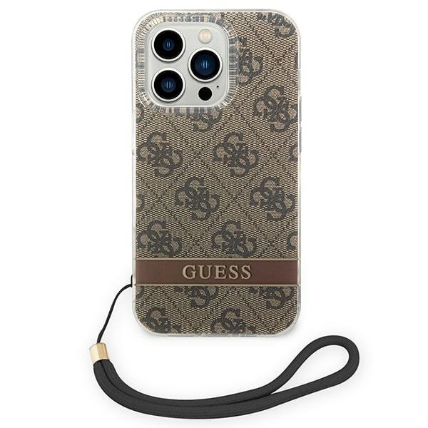 Etui GUESS Apple iPhone 14 Pro Max 4G Print Strap Brązowy Hardcase