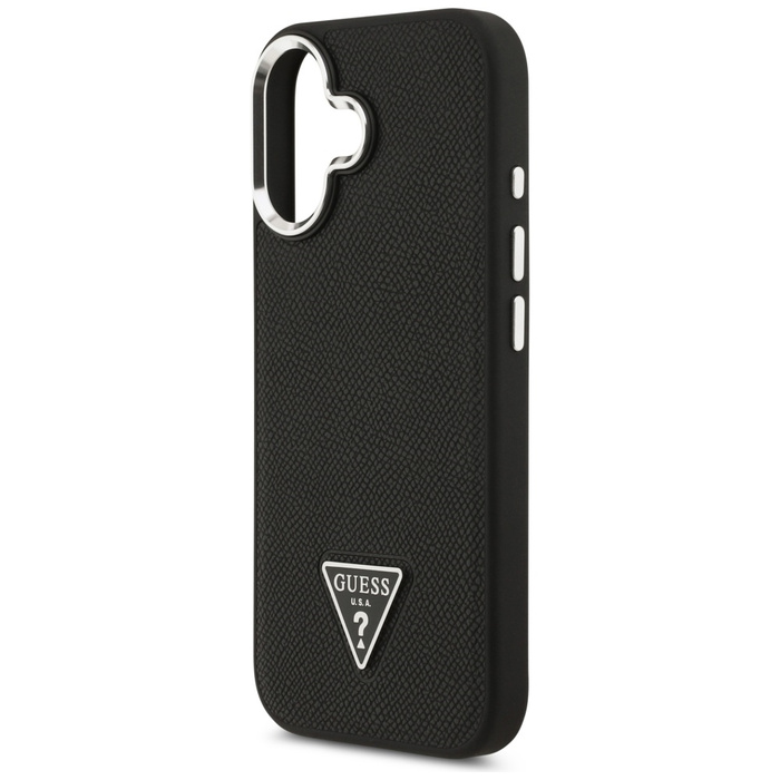 Etui Guess Grained Triangle Logo MagSafe do iPhone 17 czarny