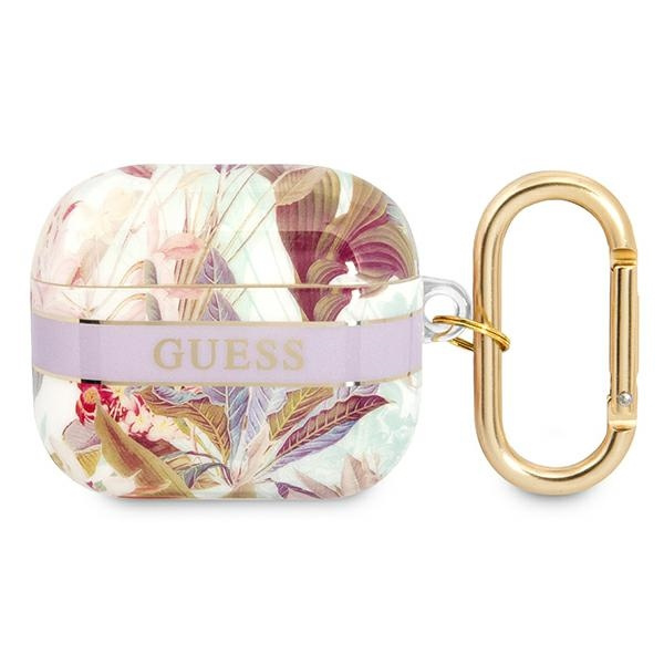 Etui GUESS Apple AirPods 3 Cover Flower Strap Collection Fioletowy Case
