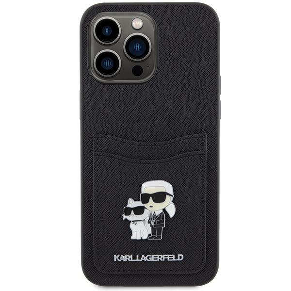 Etui Karl Lagerfeld KLHCP15XSAPKCNPK iPhone 15 Pro Max 6.7" czarny/black hardcase Saffiano Cardslot KC Metal Pin Case
