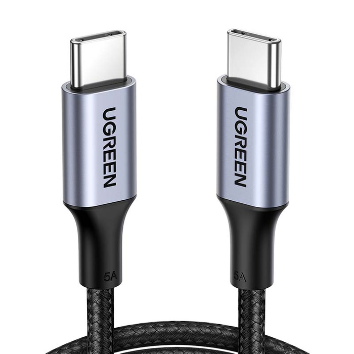 Ugreen kabel przewód USB Typ C - USB Typ C 5 A 100 W Power Delivery Quick Charge 3.0 FCP 480 Mbps 2 m szary (70429 US316)