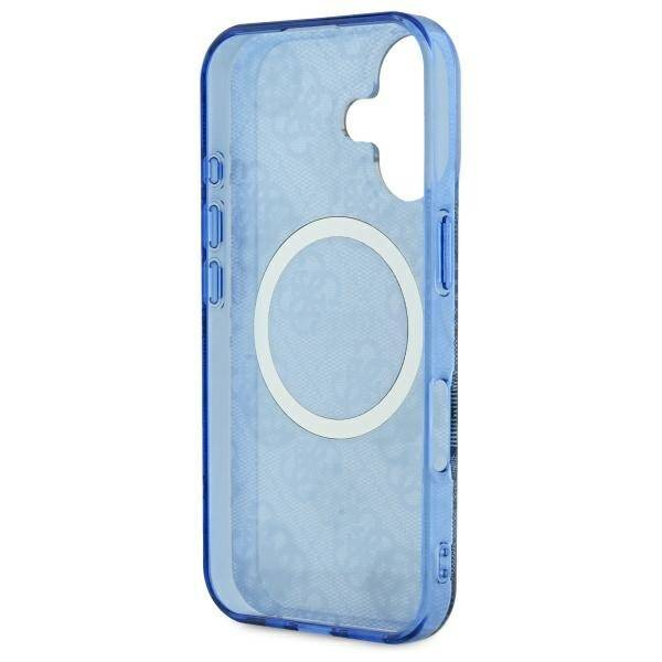 Etui Guess iPhone 16 6.1" niebieski/blue hardcase IML Peony On 4G Background MagSafe