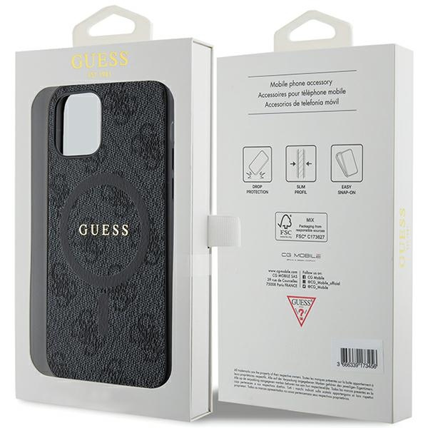 Etui Guess GUHMP12MG4GFRK iPhone 12/12 Pro 6.1" czarny/black hardcase 4G Collection Leather Metal Logo MagSafe Case