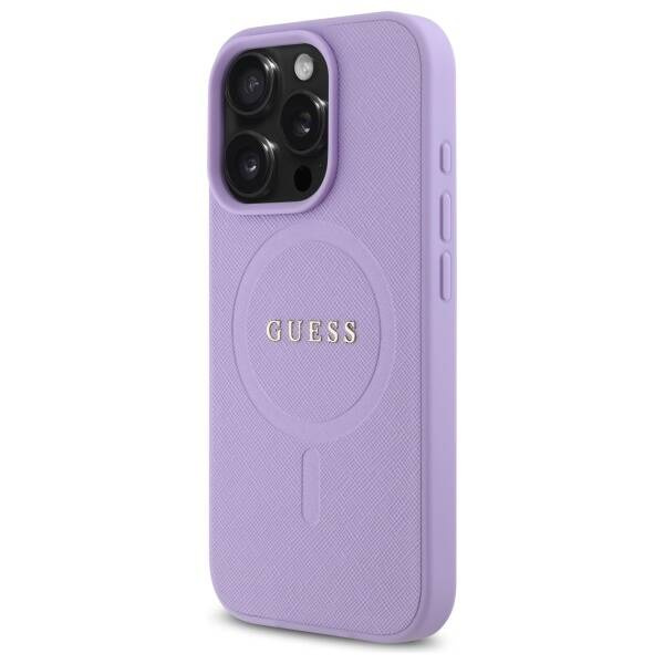 Etui Guess iPhone 16 Pro 6.3"  fioletowy/purple hardcase Saffiano MagSafe