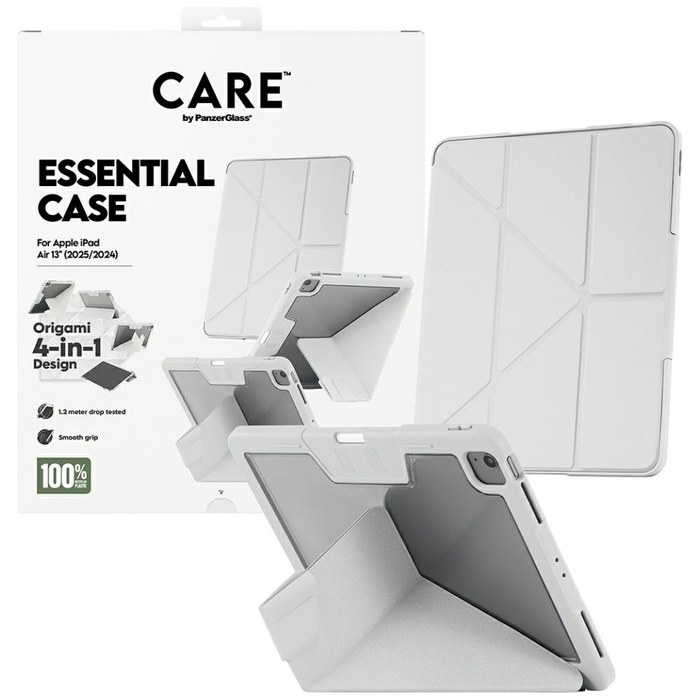 Etui Care by PanzerGlass Y fold do iPad  Air 13" (2024/2025) jasnoszary