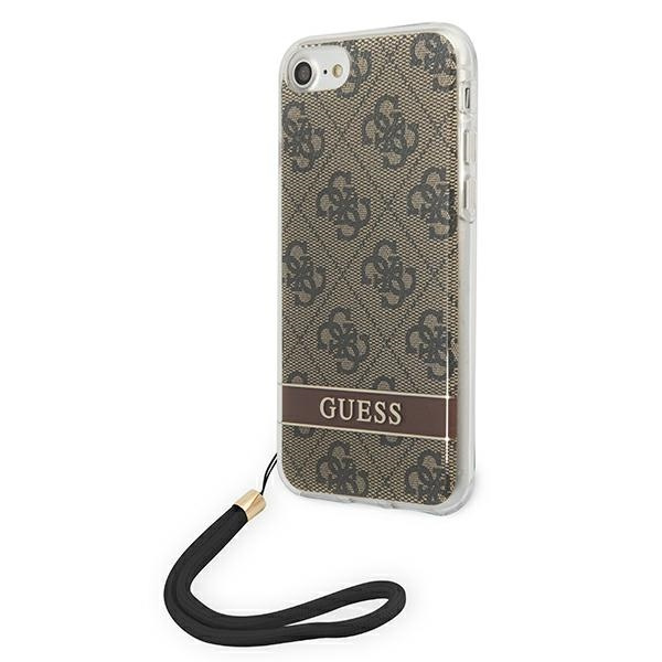 Etui GUESS Apple iPhone SE 2022 SE 2020 7 8 4G Print Strap Brązowy Hardcase
