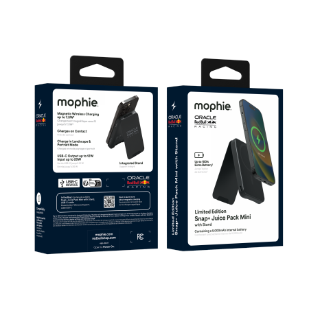 Mophie Snap+ Powerstation Mini Stand Red Bull Racing - magnetyczny powerbank 5000mAh z podstawką kompatybilny z MagSafe (1x port USB-C) (black)