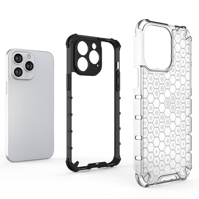 Etui Honeycomb Etui iPhone 14 Pro Pancerny Hybrydowy Pokrowiec Przezroczyste Case