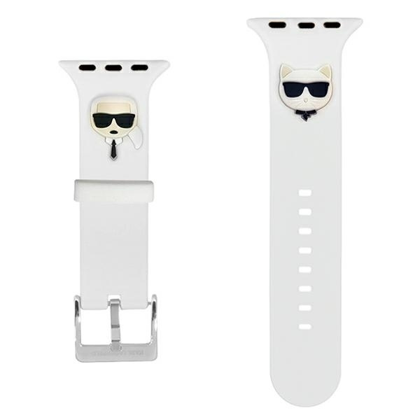 Pasek Karl Lagerfeld Pasek KLAWMSLCKW Apple Watch 38/40/41mm biały/white strap Silicone Karl & Choupette Heads