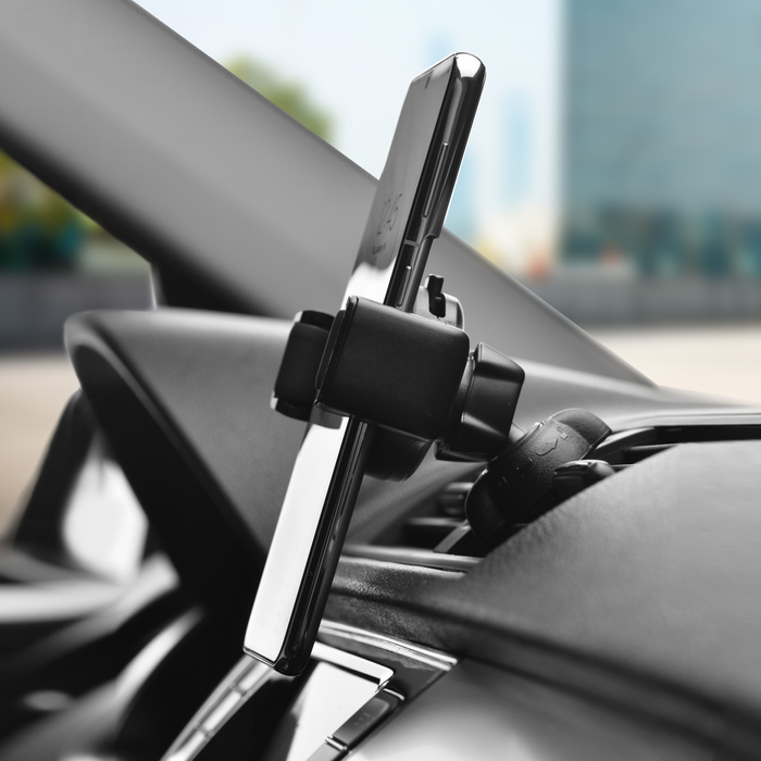 Uchwyt na telefon do samochodu uniwersalny Forcell F-Grip Carbon H-CF509 do kratki czarny