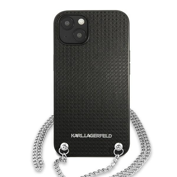 Etui KARL LAGERFELD Apple iPhone 13 Mini Leather Textured And Chain Czarny Hardcase