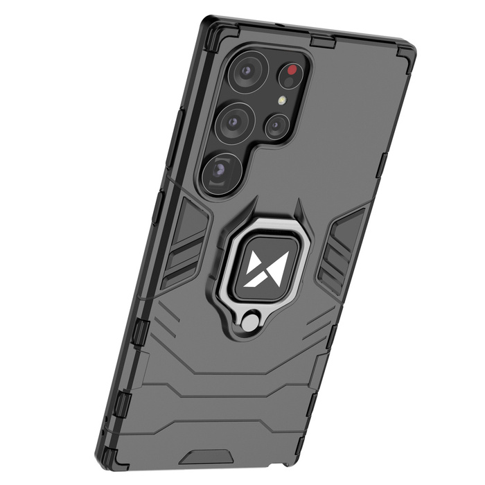 Wozinsky Ring Armor etui Samsung Galaxy S23 Ultra pancerny pokrowiec uchwyt magnetyczny ring czarne