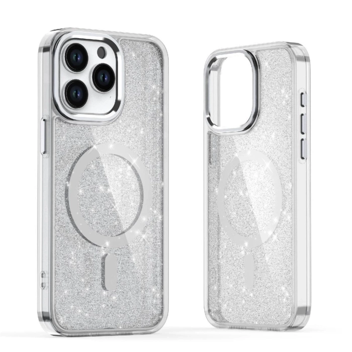 Etui brokatowe Glitter Case kompatybilne z MagSafe na iPhone 17 Pro - półprzezroczyste