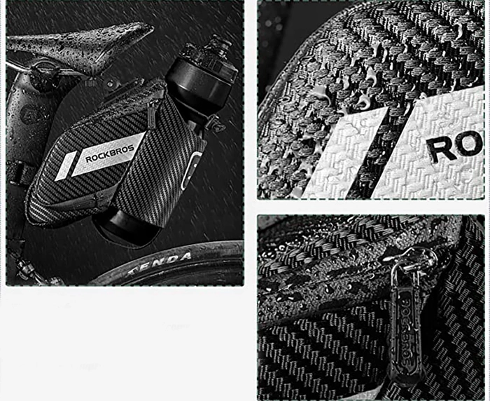 Torba rowerowa Rockbros C32BK podsiodłowa 1,5 l z kieszonką na bidon - czarna