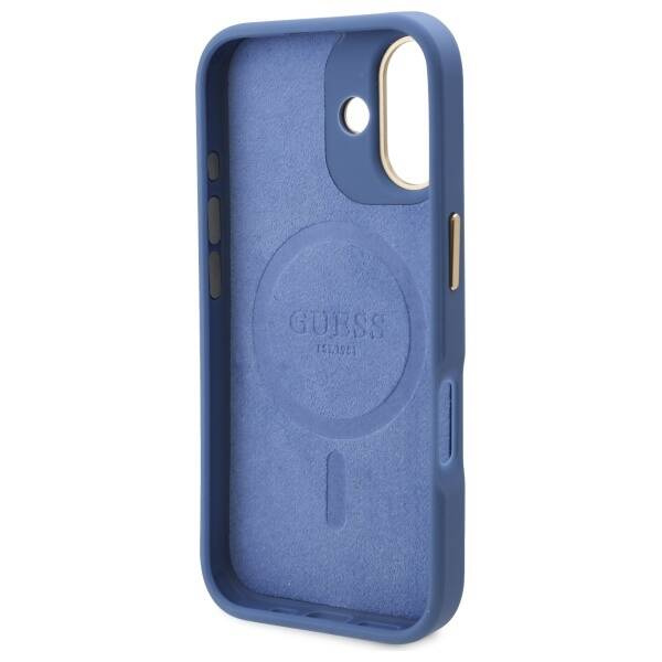 Etui Guess iPhone 16 Plus 6.7" niebieski/blue hardcase 4G Logo Plate MagSafe