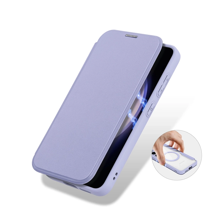 Etui Dux Ducis Skin X Pro do Samsung Galaxy S24 z magnetycznym ringiem i klapką - fioletowe