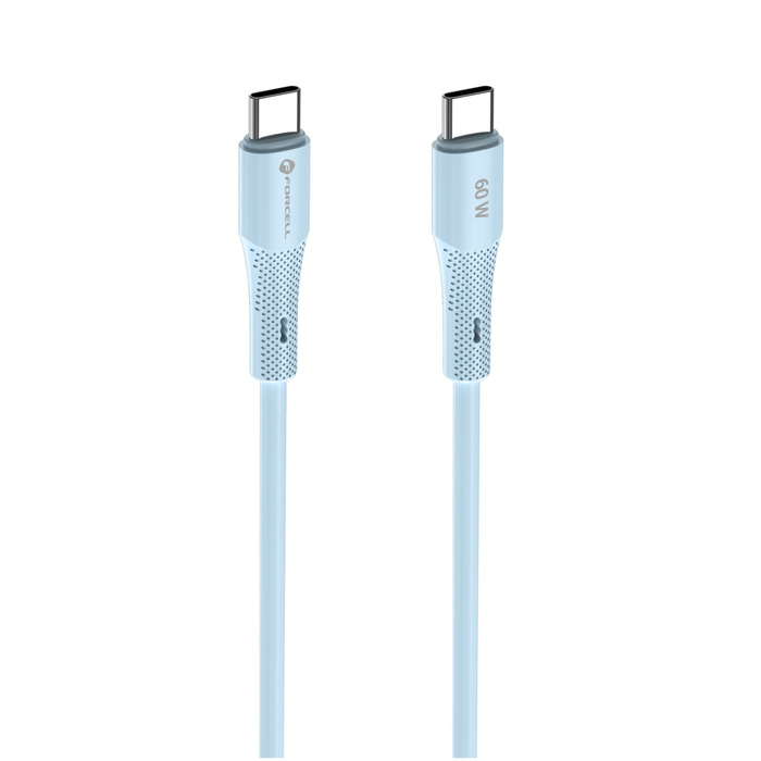 Kabel USB C do USB C Forcell F-Energy QC4.0 PD 3A 60W Silicone 1 m C344 niebieski