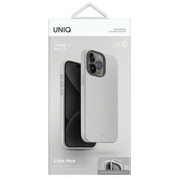 Etui UNIQ etui Lino Hue iPhone 15 Pro Max 6.7" Magclick Charging jasnoszary/chalk grey Case