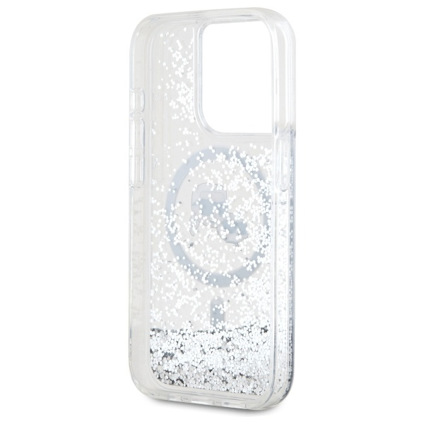 Karl Lagerfeld KLHMP15LLGKCSGH iPhone 15 Pro 6.1" hardcase transparent Liquid Glitter Karl&Choupette Head Magsafe
