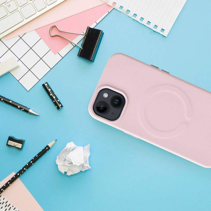 ROAR futerał LEATHER MAG kompatybilny z MagSafe do IPHONE 12 Pro Max Różowy