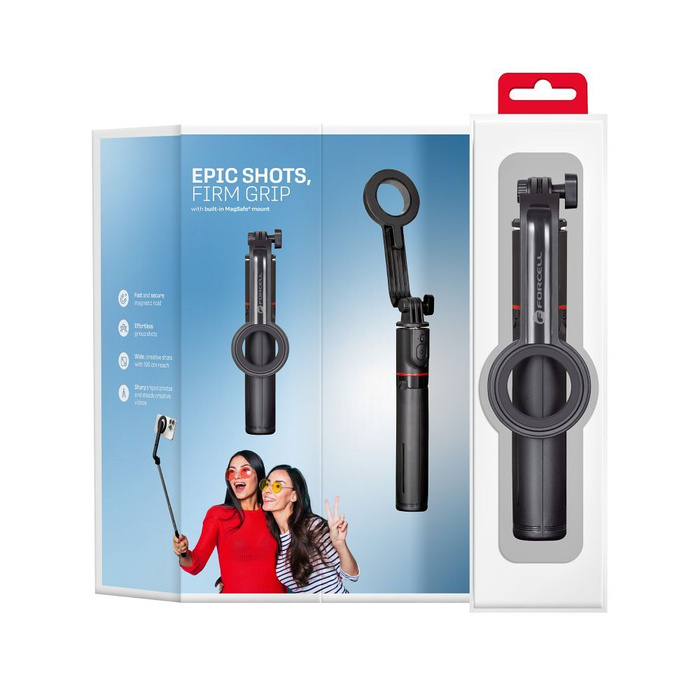 Selfie stick Forcell F-Grip MagSelfie S100M zgodny z MagSafe z pilotem bezprzewodowym czarny 0INT