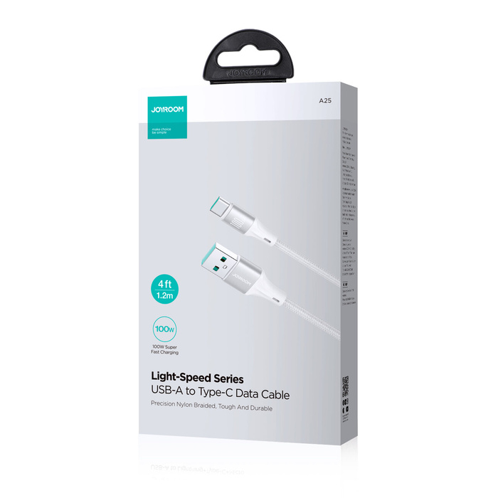 Kabel Joyroom Light-Speed Series SA25-AC6 USB-A / USB-C szybki transfer 100W 2m - biały