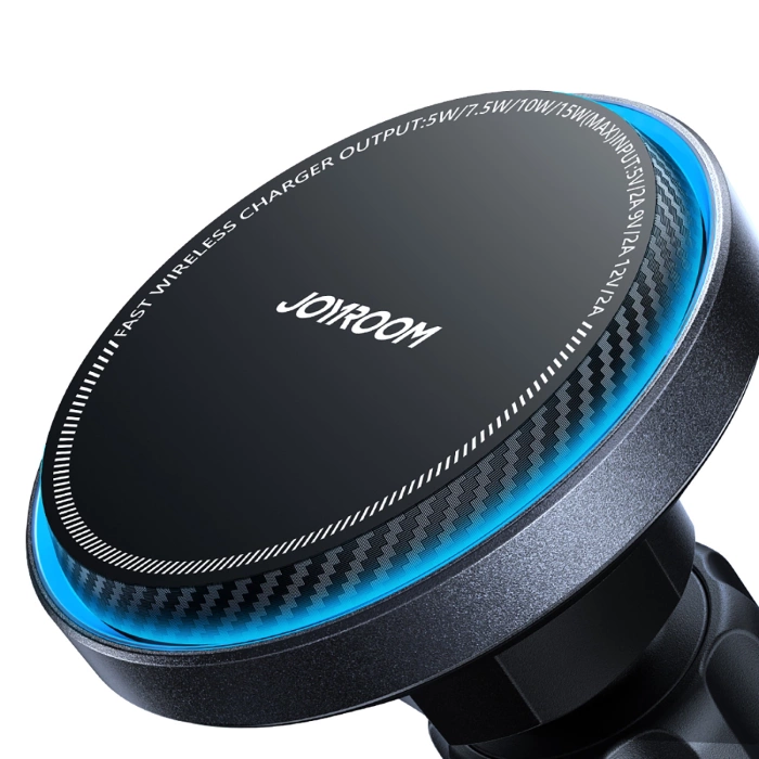 Joyroom uchwyt samochodowy do telefonu z ładowarką indukcyjną (kompatybilną z MagSafe) z wentylatorem na kratkę nawiewu - czarny (JR-ZS387)