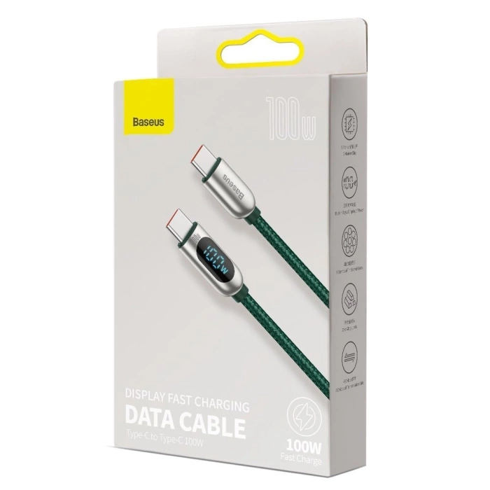 Kabel Baseus CATSK-B06 USB-C - USB-C PD 100W 5A 480Mb/s 1m - zielony