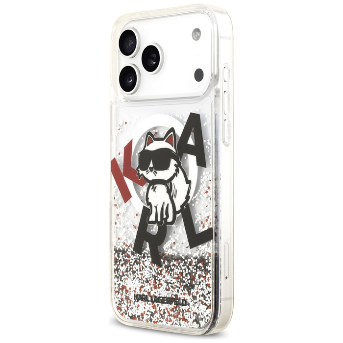 Etui Karl Lagerfeld Liquid Glitter       Choupette Logo MagSafe do iPhone 17 Pro Max przezroczysty