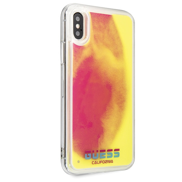 Etui Guess iPhone X XS różowe Pink hard Case California Glow in the dark