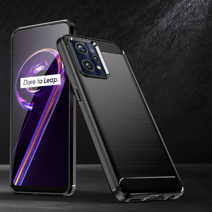 Carbon Case elastyczne etui pokrowiec Realme 9 Pro + (9 Pro Plus) czarny