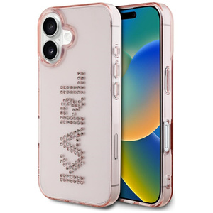 Etui Karl Lagerfeld IML Rhinestones Logo do iPhone 16 różowy