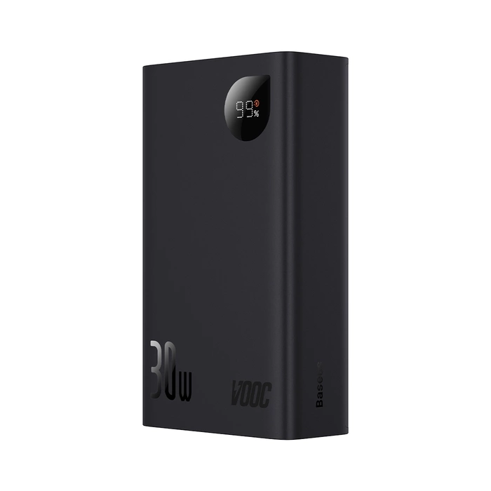 Baseus Adaman2 powerbank z wyświetlaczem cyfrowym 20000mAh 30W 2 x USB / 1x USB Typ C Power Delivery Quick Charge SCP, Oppo Super VOOC czarny (PPAD050101)