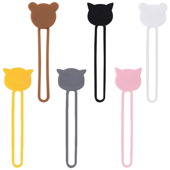 Silikonowy zwijacz kabla - brązowy