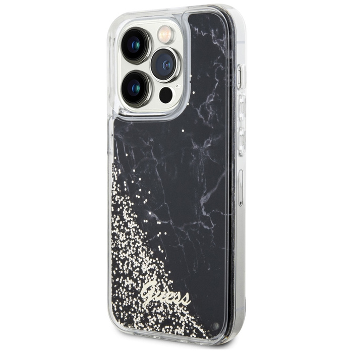 Etui Guess GUHCP14LLCSGSGK iPhone 14 Pro 6.1" czarny/black hardcase Liquid Glitter Marble Case