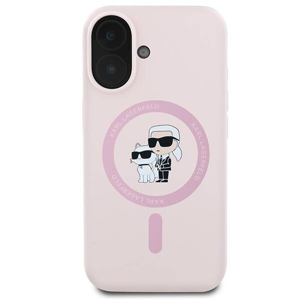 Etui Karl Lagerfeld iPhone 16 różowy/pink HC MagSafe Silicone KC Heads Ring