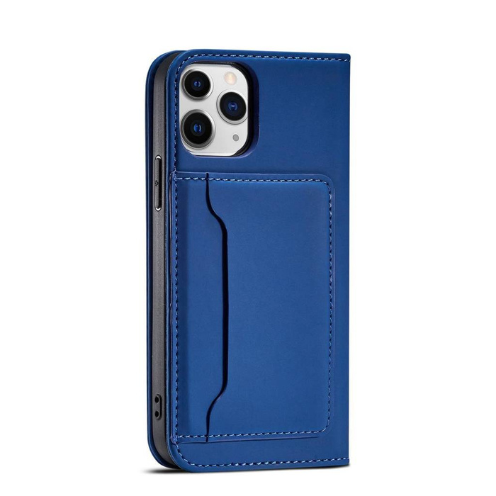 Magnet Card Case etui do iPhone 12 Pro pokrowiec portfel na karty kartę podstawka niebieski
